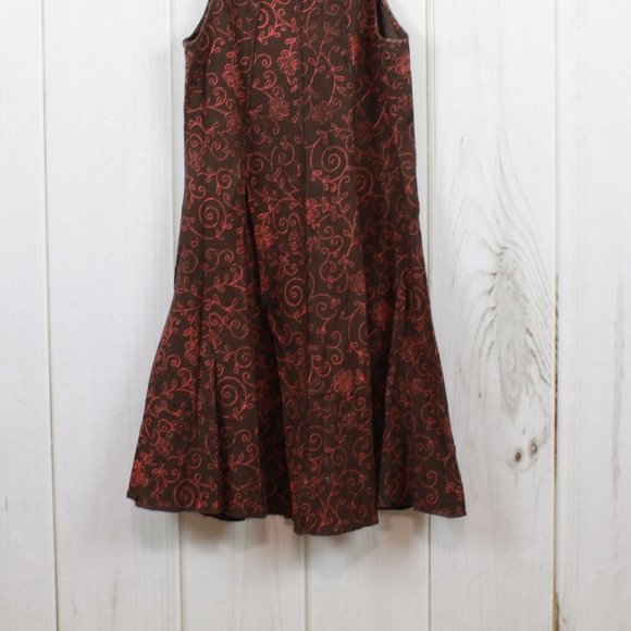 Apsara Brown Floral Spaghetti Strap Lightweight Flowy Cotton Sun Dress Size M - Picture 7 of 10